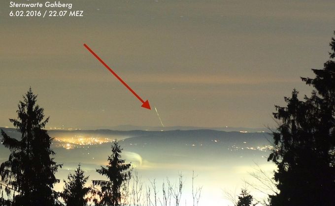 Lysfænomenet over Danmark blev fotograferet så langt borte fra som her østrigske Sternwarte Gahberg på 900 kms afstand.